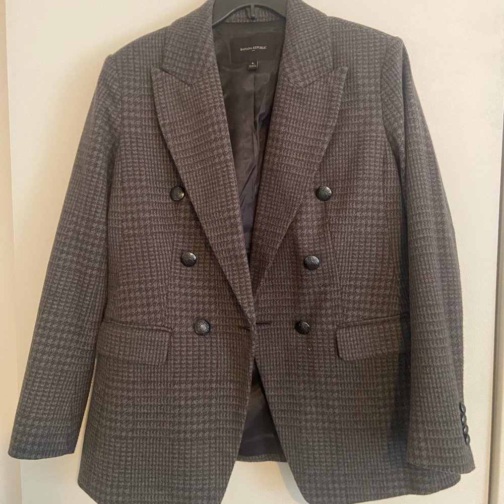 Banana Republic Grey Double-Breasted Blazer
